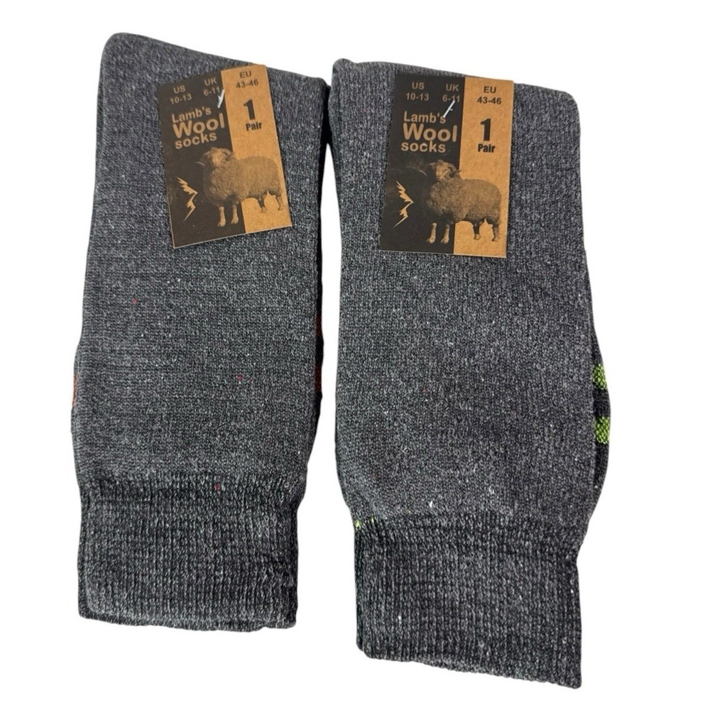 Lamb's Wool Blend Socks NEW Men's US 10-13 Lot of 2 Gray Calf Length 1399